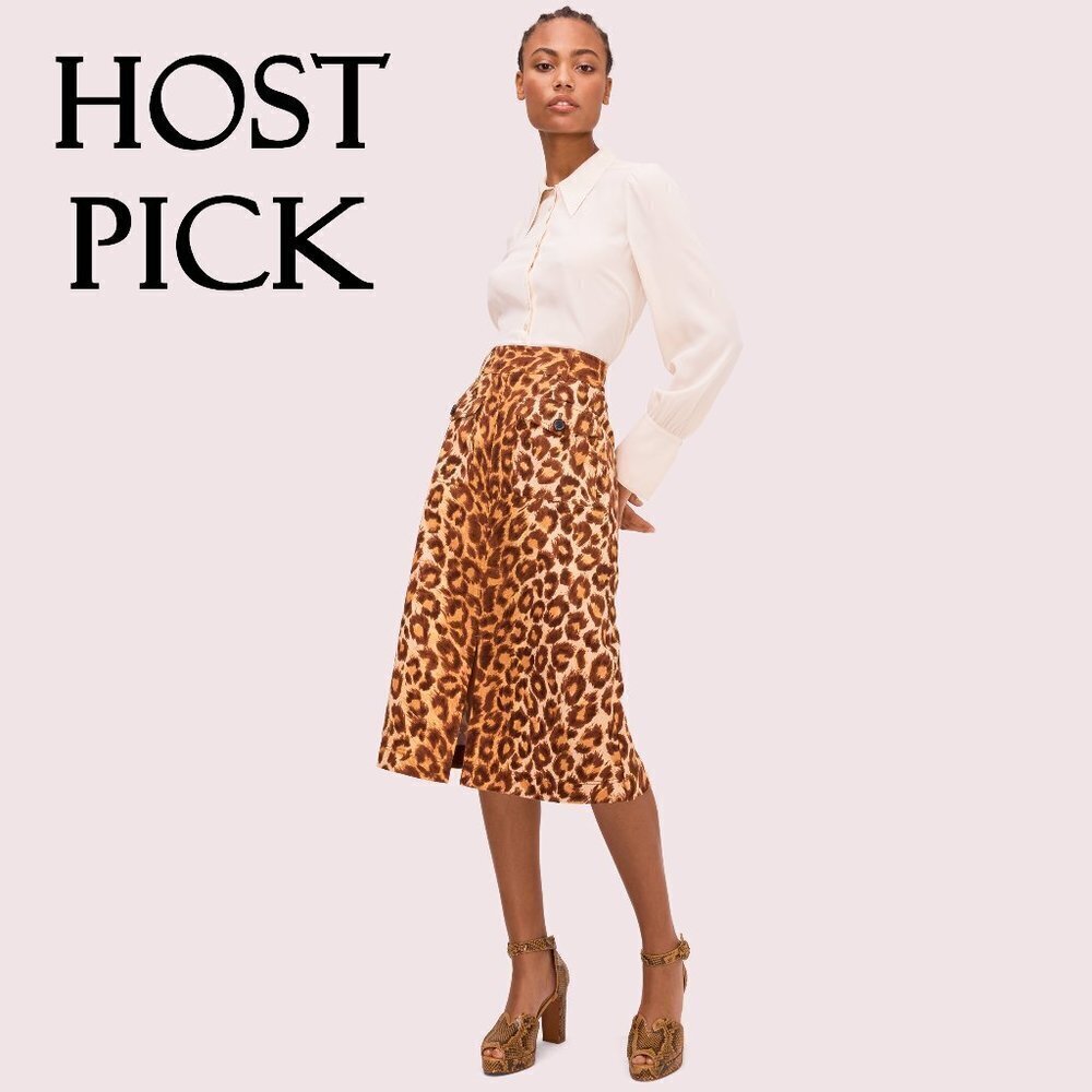 NWT Kate Spade animal print A-line midi skirt, 4
